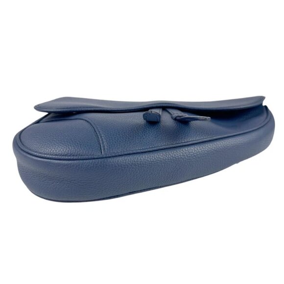 Auth Christian Dior Saddle Shoulder Bag Navy Blue Leather - z3667 - Picture 4 of 13